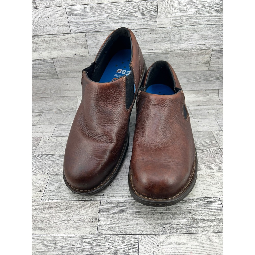 Timberland PRO Slip On Leather ESD Work Shoes Mens 14W Brown Slip Resistant‎